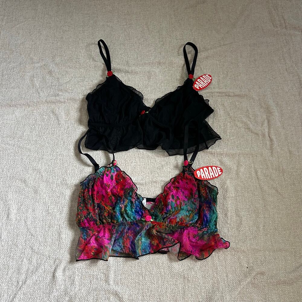 two piece parade mesh bralette crop top bundle